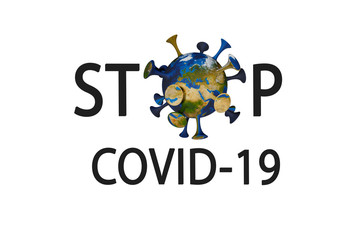 Stop Covid-19 Sign & Symbol, concept coronavirus COVID-19. virus wuhan from china. White background