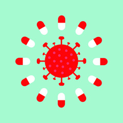 Covid treatment research. Flat design. Covid treat ment research illustration.