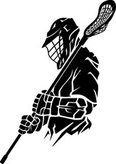 Lacrosse Player Side View, Silhouette Abstract 