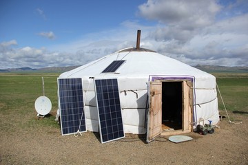Yurt with solar panels