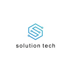 Letter S Logo Vector Design with Line Art Style for Tech Solution and Web Business Identity Concept Isolated on White Background in Modern Minimalist Corporate Branding Template