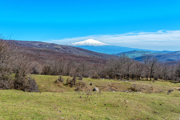 Views of Mount Etna from the Nebrodi Park in Sicily, Italy - 337007163