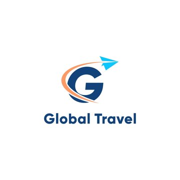 global travel logo design with g letter concept