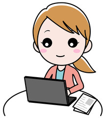 パソコンで作業をする女性