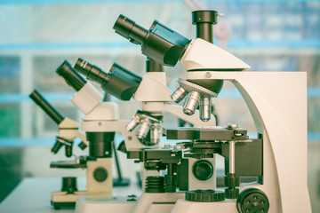 Scientific optical microscope in the laboratory