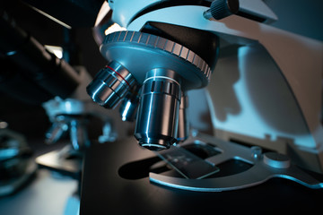 Scientific optical microscope in the laboratory