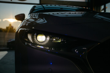 headlight of a modern prestigious car