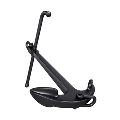 Black anchor isolated on white background, 3D render