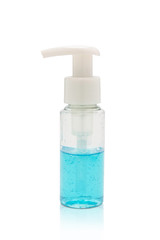 An alcohol gel for washing hands. Hands gel for cleaning protect corona virus and germs with clipping path.