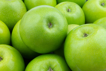 Green apples close up