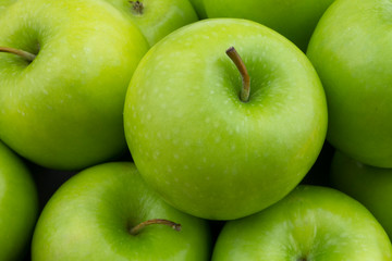 Fresh green apples background