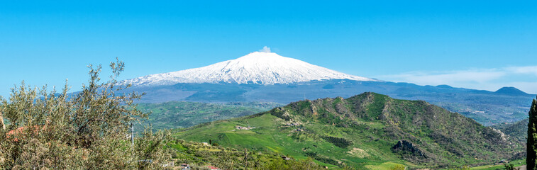 Views of Mount Etna from the Nebrodi Park in Sicily, Italy - 337013139
