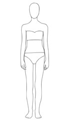 Female mannequin standing on a white background.Woman's figure sketch.