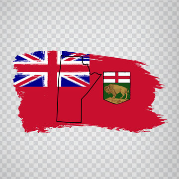 recommend clip art: Flag of  Manitoba from brush strokes. Blank map of Manitoba. Canada. High quality map of Manitoba and flag on transparent background. Stock vector.  EPS10.