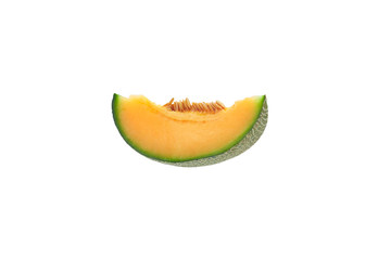 cantaloupe melon slice on white background