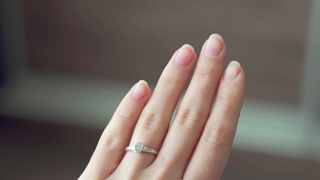 Close up wedding ring on the bride's hand