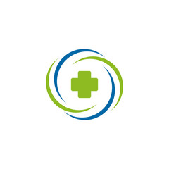 Obraz premium Medical and health care logo with using cross icon template