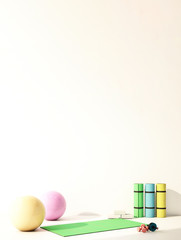 yoga, activity when you work from home,3d illustration,3d rendering