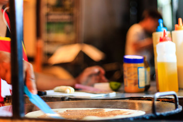 Asia street food popular crepes, pancakes