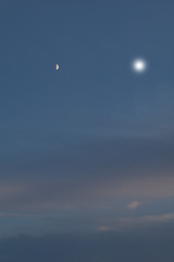 moon in the sky,nature,clouds, blue, weather, air, beautiful, light, night,evening, heaven, view,