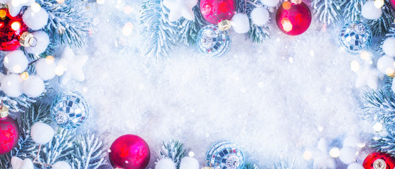 Fototapeta na wymiar Christmas and New Year holidays background with Santa Claus