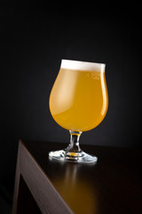 Glass of cold lemon beer