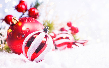 Fototapeta na wymiar Christmas and New Year holidays background with Santa Claus