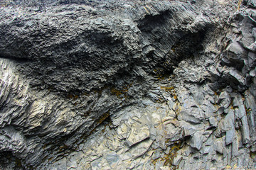 Basalt column formation in Iceland. Background