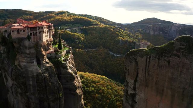 drone view of Meteora autumn in Greece