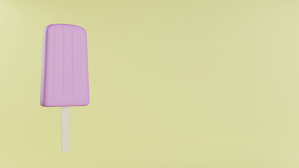 Pink popsicle on yellow background