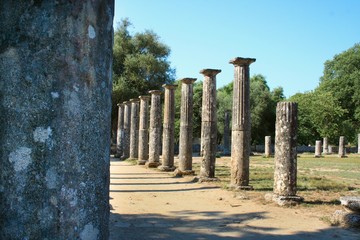 Une partie des ruines de la ville d'Olympie en Grèce