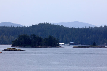 Inside Passage, Alaska / USA - August 18, 2019: Inside Passage coastline landscape, Inside Passage, Alaska, USA