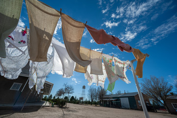 Drying clothes in the clothesline