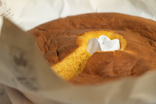 Traditional Portuguese sponge cake, called P&atilde;o de L&oacute;