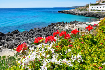 In the streets of Castro, seaside village in the Puglia region, Italy