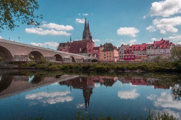 Fototapeta premium view of the river donau in regensburg
