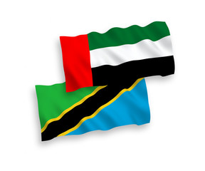 Flags of Tanzania and United Arab Emirates on a white background