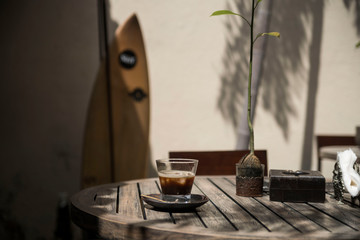 espresso in hip tropical surf cafe
