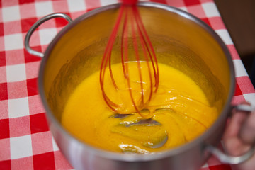 Preparing creme brulee