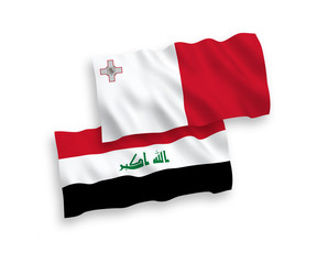 Flags of Malta and Iraq on a white background