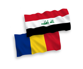 Flags of Romania and Iraq on a white background