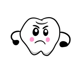 Cartoon Stylized Angry Tooth