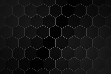Honeycomb Grid seamless background or Hexagonal cell texture. With vignette dark border shadow. Black and White tone. Gradient concept.