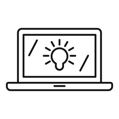 Laptop startup idea icon. Outline laptop startup idea vector icon for web design isolated on white background
