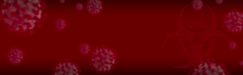 Red Banner of Coronavirus COVID-19 Cells Background
