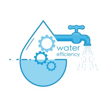 Water efficiency. Management of water resource to optimize uasge. Vector illustration outline flat design style.