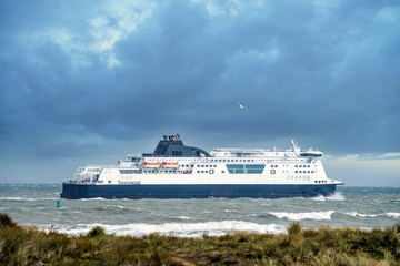 ferry crossing the Channel in the middle of a storm