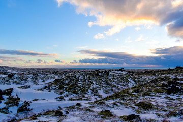 Winter landscape around Snaefellsjokull in Iceland