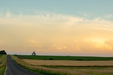 sunset over the open road.