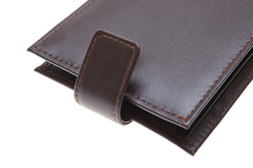 Men's brown leather wallet isolated on the white background